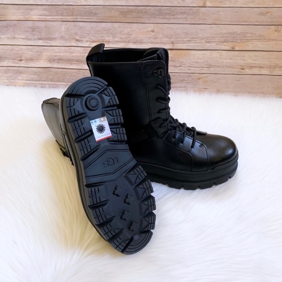 UGG Sheena Black Platform Combat Lace-Up Boots - Picture 7 of 8